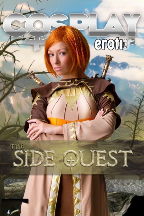 Redheaded girl exposes her hard body while wearing cosplay clothing