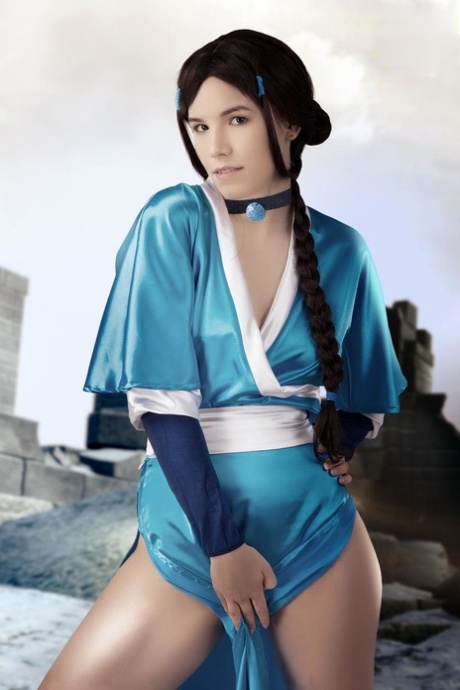 Beautiful girl looses her firm tits and smooth pussy from cosplay attire