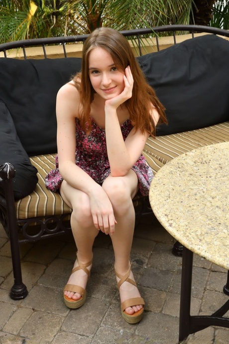 White first timer Hazel peels off cute panties to finish getting undressed
