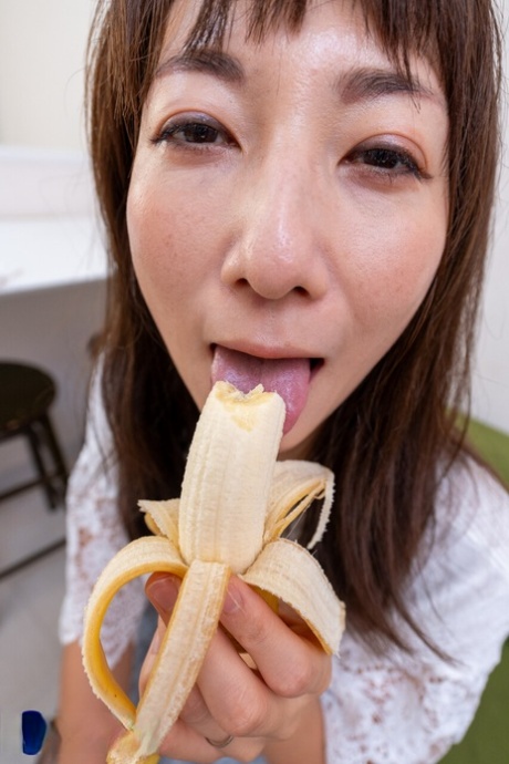 Middle-aged Asian woman Mika Takahashi sports a creampie after POV sex
