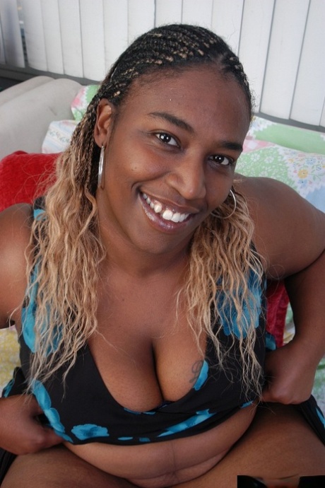 Older black fatty Lyric licking own nips before vaunting huge azz