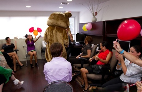 Sexy babe gets fucked hardcore at her birthday party in the office