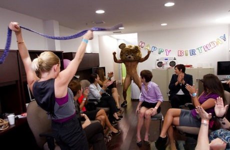 Sexy babe gets fucked hardcore at her birthday party in the office