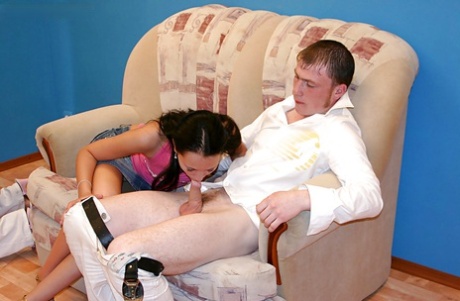Lewd teenage brunettes spend some good time at the groupsex party