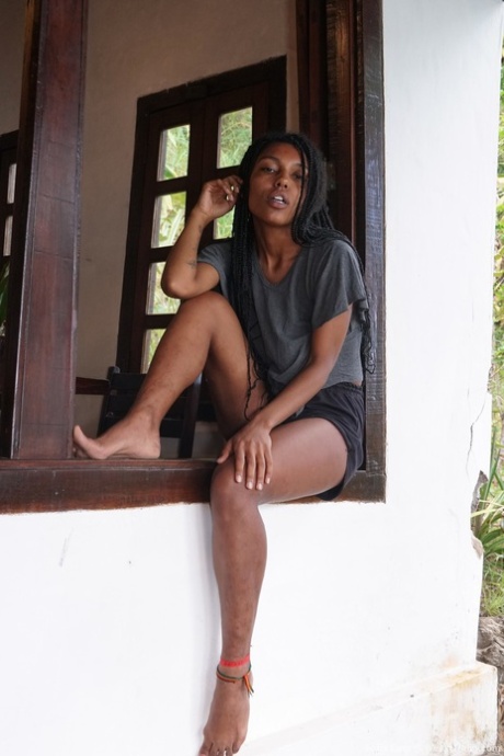 African model Sofia Cuty teases with her huge natural tits & hairy beaver