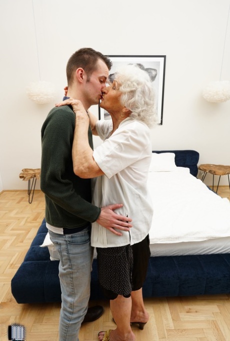 Blonde granny with saggy boobs Maria gets her twat filled with a young dick