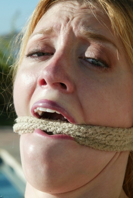Naked babes get fucked with vibrators & dildos in rope bondage outdoors