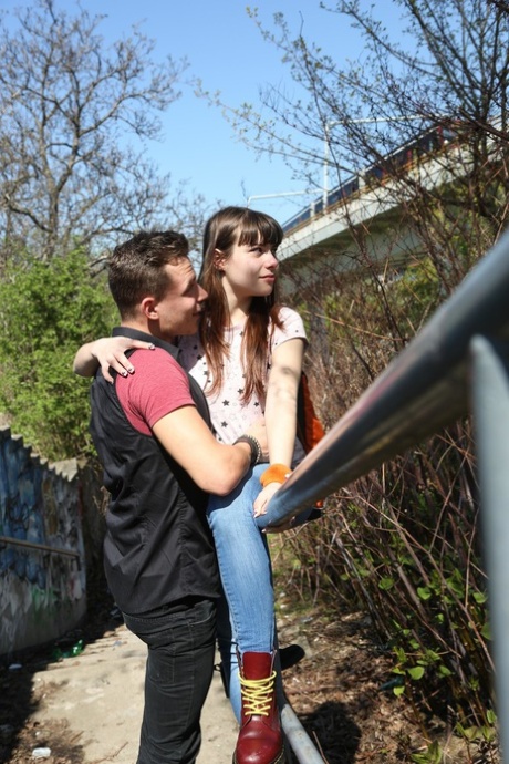 Pretty teen Luna Rival enjoys hardcore sex after hot PDAs during a nature walk