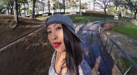 French beauty Sharon Lee gives an intense outdoor BJ & gets slammed hard