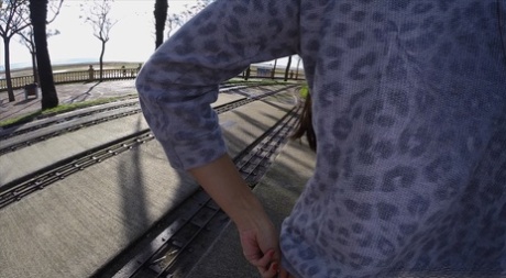 French beauty Sharon Lee gives an intense outdoor BJ & gets slammed hard
