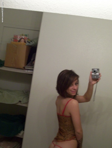 Skinny American girl Riley Jensen displaying her very tiny tits