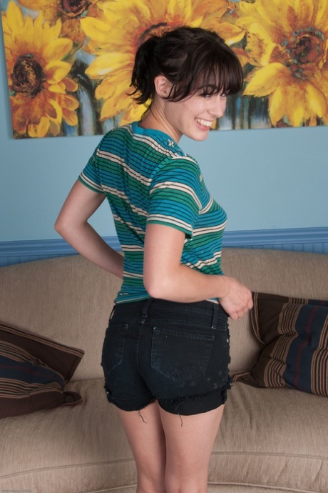 Adorable amateur teen Olive reveals her big tits, ass and hairy holes