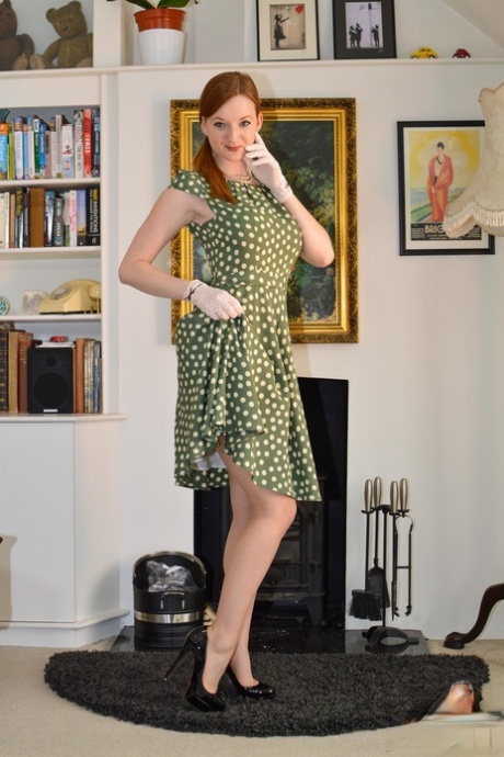 Glamorous ginger Zara Durose masturbates in front of a perverted photographer