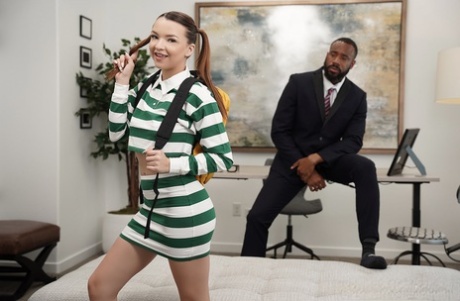 Teen with pigtails gets accidentally creampied while humping a BBC