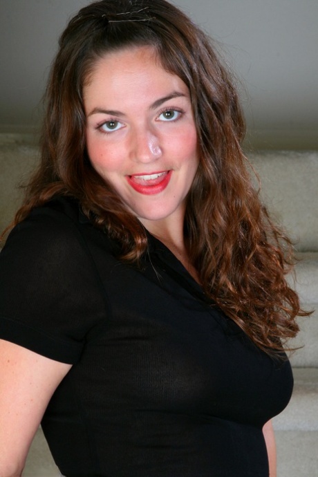 Amateur teen Cherry shows off her hairy pussy and big tits on the stairs