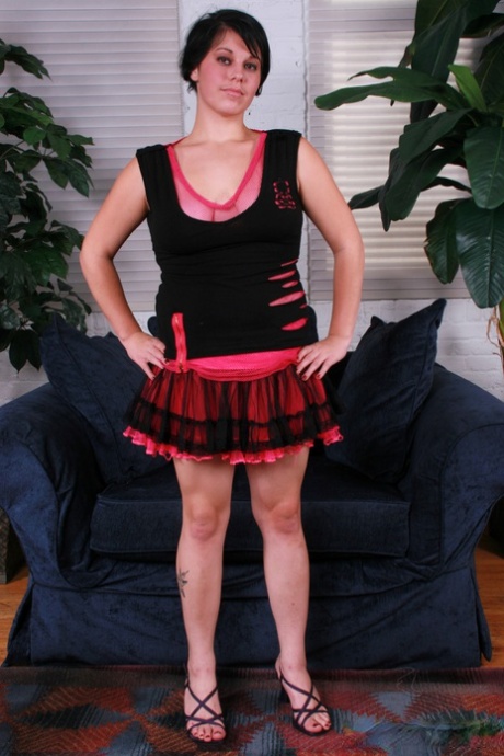 Chubby amateur Chloe Clover ends a hot striptease with a POV blowjob
