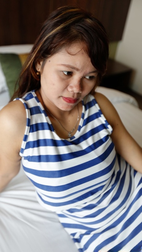 Amateur Asian Kelly shows her big tits with big huge areolas & fucks in POV