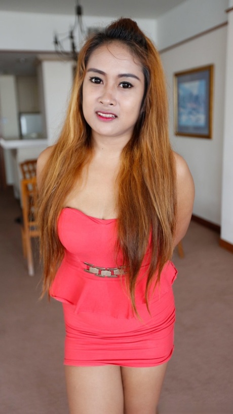Chubby Asian slut Madmee getting her hairy beaver stretched in POV