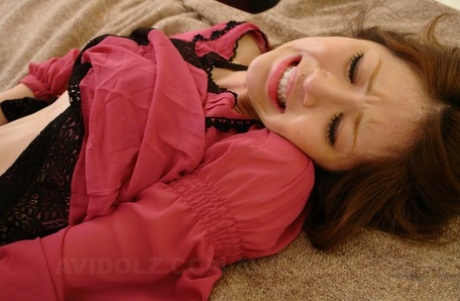 Beautiful Asian slut Riko Miyase gets toyed and dicked in a foursome