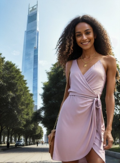 AI Generated beauty Miss Bundle poses in her hot outfit & naked in public