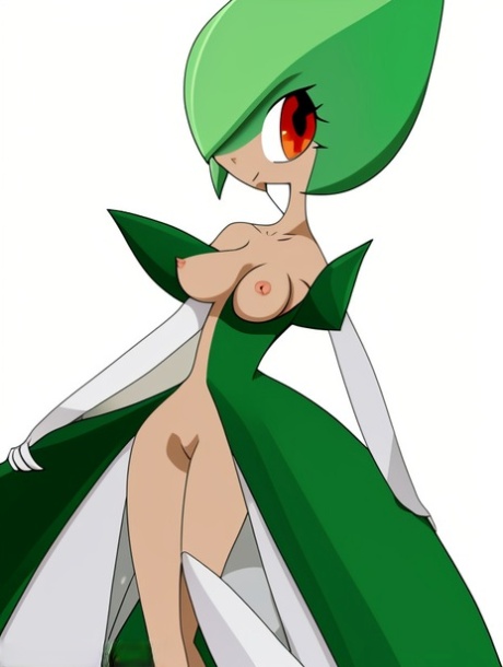 Alien-like anime Gardevoir shows off her perfect tits & her thin waist