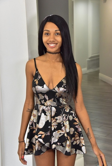 Skinny exotic teen Alexis Avery shows her big tits and brown pussy