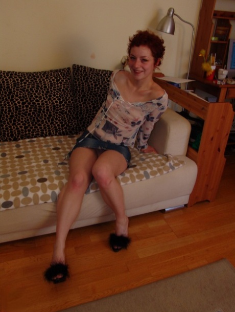 Amateur girl with red hair Adrienne gets rammed by an old bald guy