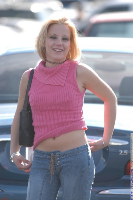 Amateur vixen Marly flashing her holes and tiny natural boobs in public